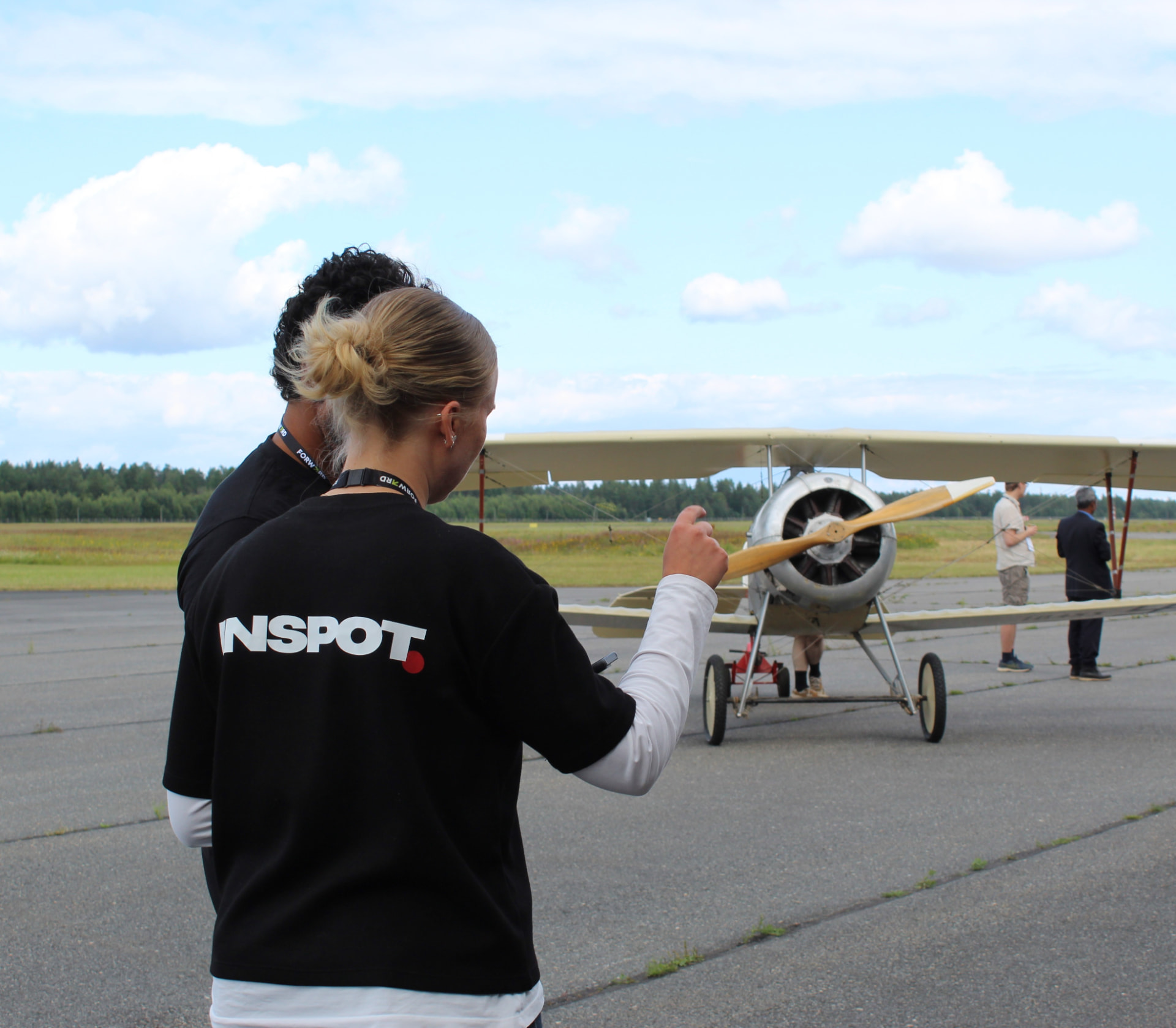 Sanni in an Inspot shirt on the runway at Forward Demo Day